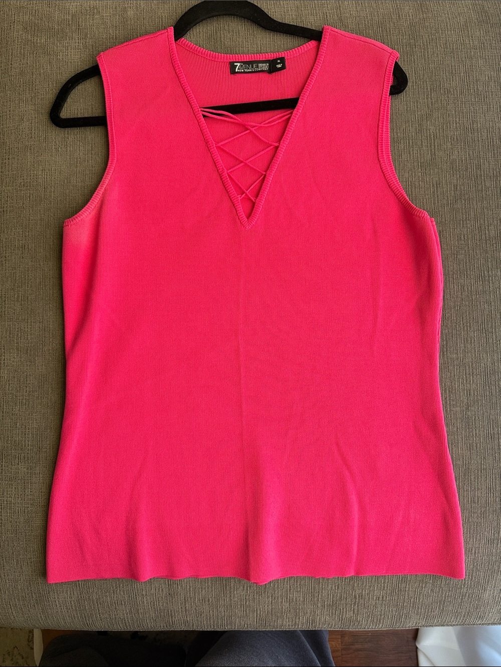 Bright Pink Sleeveless cris cross V-Neck Tank